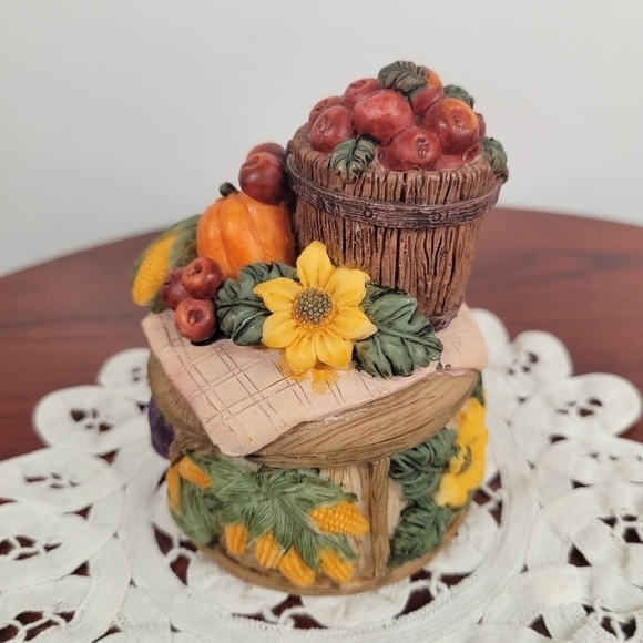 Vintage A. Richesco Corp‎ Resin 3D Autum Harvest Trinket Box 1980s - Picture 8 of 15